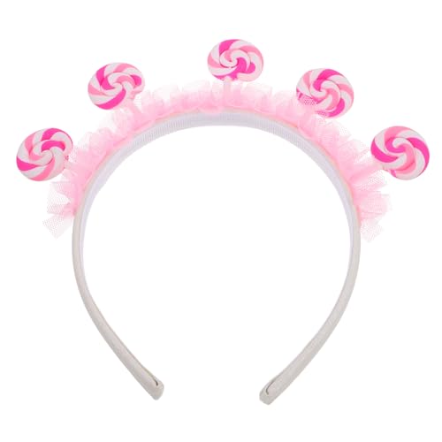 Yardwe Süßes Lutscher Stirnband Haarreif Cartoon Design Komfortabler Sitz Geburtstagsfeier Accessoire Prinzessin Themenparty Rosa Candy Headband Haarschmuck von Yardwe