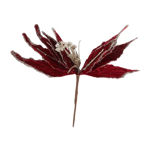 Yardwe Weihnachtsblumendekoration Roségold Weihnachtssterne Künstliche Glitzer Weihnachtssterne Samt Künstlicher Weihnachtsstern Pick Gold Künstliche Blumen Zur Dekoration Roter von Yardwe
