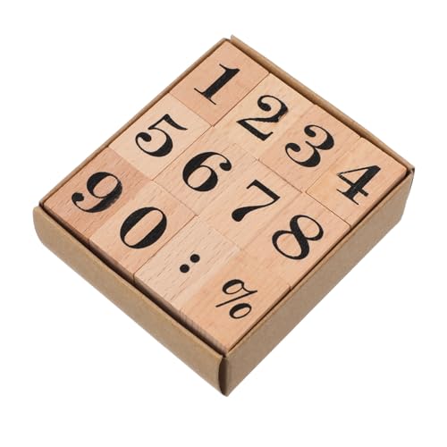 Yardwe Zahlenstempel aus Holz, Mehrzweck-Holz-Stempel-Set, für Kartenplaner, Dekoration, 12 Stück von Operitacx