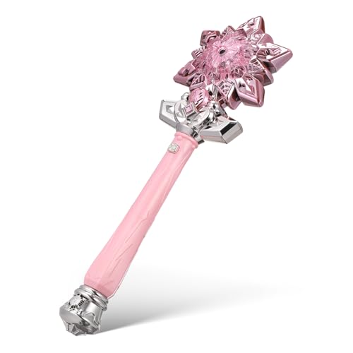 Yardwe Zauberstab Sprühen Leuchtender Schneeflockenstab Zauberstab Leuchten Zauberstab Leuchtet Auf Prinzessin Schneeflockenstab Zum Leuchten Bringen Aufleuchten Für Rosa Plastik von Yardwe
