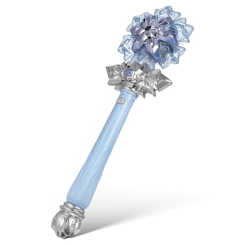 Yardwe Zauberstab Sprühen Zauberstab Aufleuchten Zauberstab Leuchten Leuchtender Feenstab Prinzessin Leuchtender Schneeflockenstab Schneeflocken- Blue Plastik von Yardwe