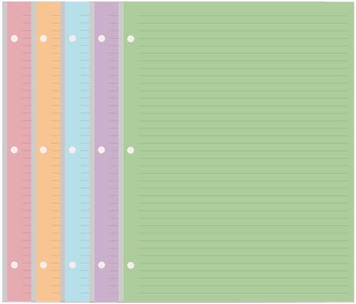 Buntes liniertes Papier mit 3 Löchern, 100 Blatt/200 Seiten, lose Blätter, pro Farbe, 20 Blatt, 21,6 x 27,9 cm von Yaridar