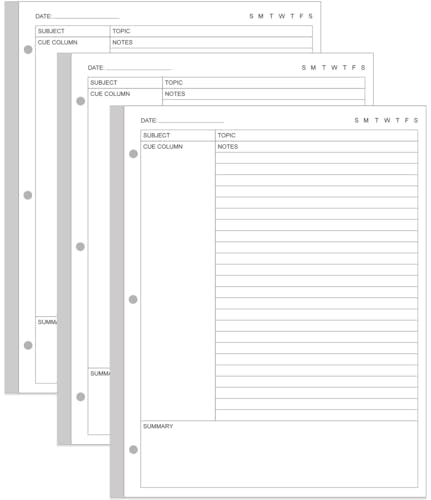 Cornell Notes Füllpapier, A4, 3 Löcher, lose Blätter, 150 Blatt/300 Seiten, 100 g/m², Weiß, 21,6 x 27,9 cm, 3 Stück Cornell Notes Füllpapier, A4, 3 Löcher, lose Blätter, 150 Blatt/300 Seiten, 100 g/m², Weiß, 21,6 x 27,9 cm, 3 Stück von Yaridar