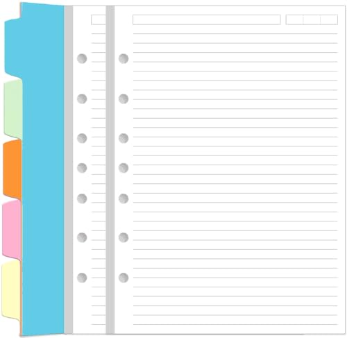 Liniertes Papier mit 7 Löchern für Mini-Binder – 100 Blatt/200 Seiten, 7 Ringe, lose Blätter, liniertes Papier mit Ordner-Trennblättern, 14,7 x 21,6 cm Liniertes Papier mit 7 Löchern für Mini-Binder – 100 Blatt/200 Seiten, 7 Ringe, lose Blätter, liniertes Papier mit Ordner-Trennblättern, 14,7 x 21,6 cm von Yaridar