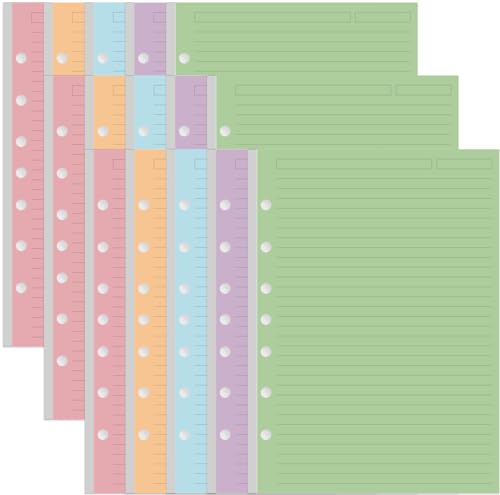 Mini-Binder, 5 bunte Linienpapiere für 3 oder 7 Ringbücher, 300 Blatt/600 Seiten, lose Blätter, 60 Blatt, Schreibtischgröße 4, 14,7 x 21,6 cm, 3 Stück Mini-Binder, 5 bunte Linienpapiere für 3 oder 7 Ringbücher, 300 Blatt/600 Seiten, lose Blätter, 60 Blatt, Schreibtischgröße 4, 14,7 x 21,6 cm, 3 Stück von Yaridar