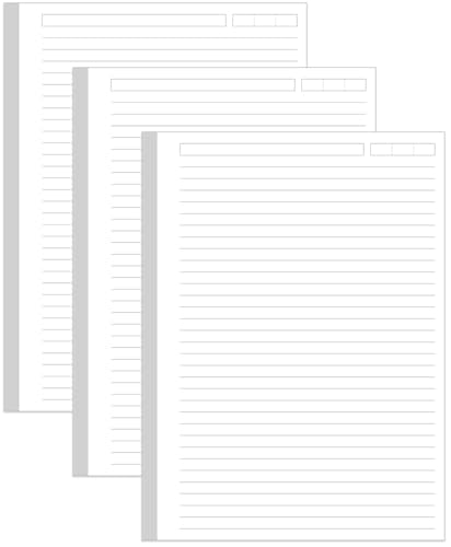 Ungelochtes, liniertes Nachfüllpapier – A5 lose Blätter für Ringbuch/Notizbuch-Planer, 300 Blatt/600 Seiten, 100 g/m², linierte weiße Seiten, 14,7 x 21 cm, 3 Stück von Yaridar