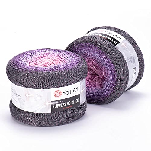 1 Knäuel YarnArt Flowers Moonlight Glitter Baumwollgarn, weich, Regenbogen-Häkelgarn, metallisches Lurex, handgestrickt, glänzend, silberfarbener Kuchen, mehrfarbig, Länge 900 m, Sportgarn 3276 1 Knäuel YarnArt Flowers Moonlight Glitter Baumwollgarn, weich, Regenbogen-Häkelgarn, metallisches Lurex, handgestrickt, glänzend, silberfarbener Kuchen, mehrfarbig, Länge 900 m, Sportgarn 3276 von Yarn Art
