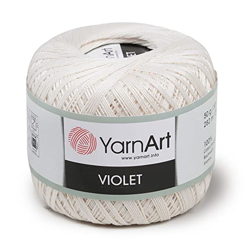 1 Knäuel YarnArt violett, 100 % merzerisiertes Baumwollgarn für Häkelspitze, Handstrickgarn, Stickerei, Kunsthandwerk (Beige 6194) von Yarn Art