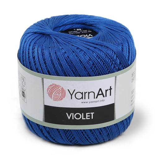 Yarn Art 1 Knäuel Violett, 100 merzerisierte Baumwollgarne, Häkelspitze, Handstrickgarn, Stickerei, Kunst, Handwerk (Saks Blue 4915) von Yarn Art