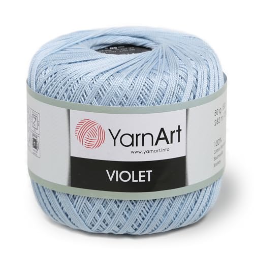 1 Knäuel YarnArt violett, 100 % merzerisiertes Baumwollgarn für Häkelspitze, Handstrickgarn, Stickerei, Kunsthandwerk (hellblau 4917) von Yarn Art