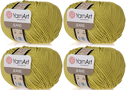 4 Knäuel YarnArt Jeans 55% Baumwolle 45% Acryl Garn Mischung Garn Häkeln Handstricken Kunst Lot von 4skn 200 gr 696 Yds (29-grün) von YarnArt