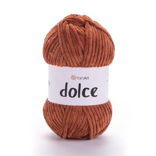 Dolce Garn von YarnArt weiches Chenille-Samt, super sperriges Garn für Decke, Amigurumi, Häkeln, 100 g, 130 m von Yarn Art