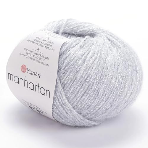 YARNART Manhattan Glitzerndes Strickgarn mit Glitzer und metallischem Glanz, Wolle und Acryl, Fantasy-Garn, 50 g, 218 m (901) von Yarn Art