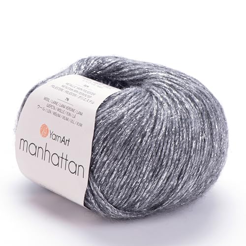 YARNART Manhattan - Glitzerndes Strickgarn, Glitzergarn, glänzendes Metallic-Garn, Wollgarn, Acrylgarn, Fantasygarn, 50 g, 218,72 Yds (903) von Yarn Art