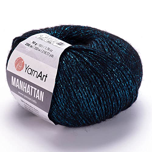 YARNART Manhattan Glitzerndes Strickgarn mit Glitzer und metallischem Glanz (Wolle und Acryl), 50 g, 218 m (908) von Yarn Art