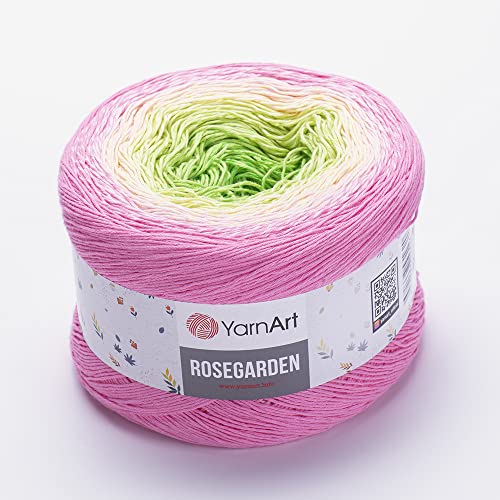Yarn Art Blumen Rosegarden Baumwollgarn, 100% Baumwolle, 250 g, 1094 m, mehrfarbig, Regenbogenfarben, Häkelgarn, Frühling Sommer (314) von Yarn Art
