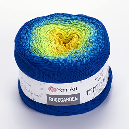 Yarn Art Blumen Rosegarden Baumwollgarn, 100% Baumwolle, 250 g, 1094 m, mehrfarbig, Regenbogenfarben, Häkelgarn, Frühling Sommer (320) von Yarn Art