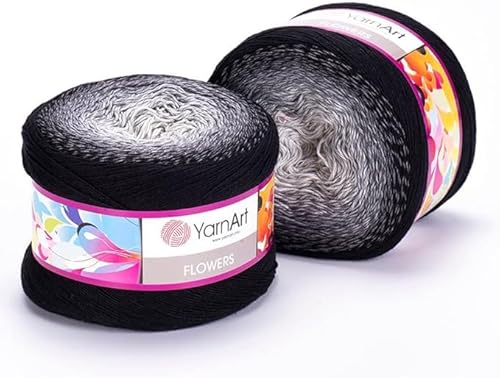 Yarn Art Blumengarn, 55 % Baumwolle, 45 % Acryl, 250 g, mehrfarbiges Baumwollgarn, Regenbogen-Häkelgarn, Frühling, Sommer, 1 Sport (253) von Yarn Art