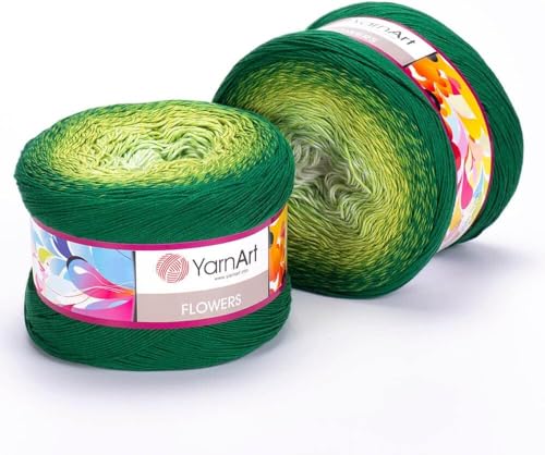 Yarn Art Blumengarn, 55 % Baumwolle, 45 % Acryl, 250 g, mehrfarbiges Baumwollgarn, Regenbogen-Häkelgarn, Frühling, Sommer, 1 Sport (283) von Yarn Art