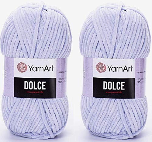 Yarn Art Dolce Garn, 100% MicroPolyester, 2 Knäuel, 260 m, 2 x 100 g, super sperrig: 6 Baby-Chenille-Garn (776 Eisblau) von Yarn Art