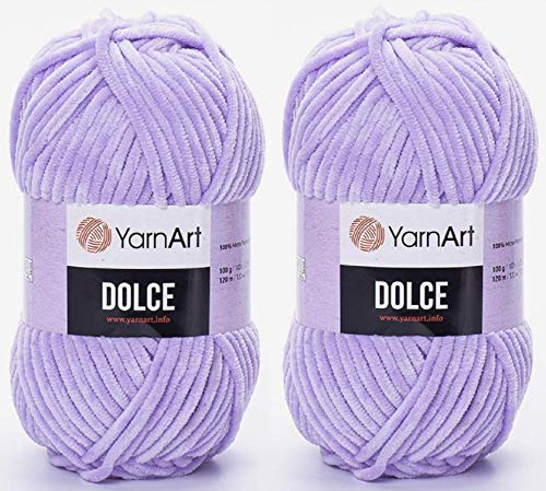 Yarn Art Dolce-Garn, 100 % Mikro-Polyester, 2 Stück, 260 Meter, 2 x 100 g, super sperrig: 6 Baby-Chenille-Garn (744 Lila) von Yarn Art