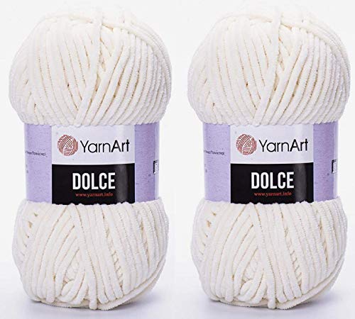 Yarn Art Dolce-Garn, 100 % Mikro-Polyester, 2 Stück, 260 Meter, 2 x 100 g, super sperrig: 6 Baby-Chenille-Garn (745 Hellcreme) von Yarn Art