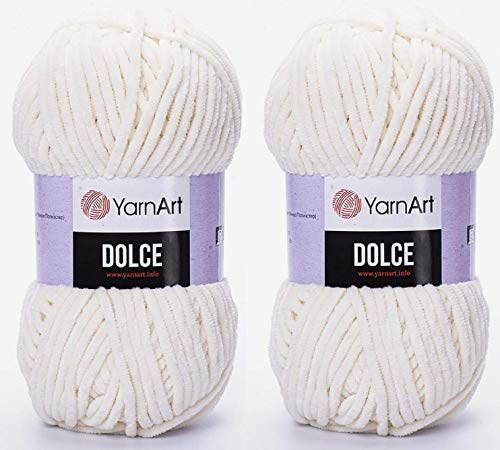 Yarn Art Dolce Garn, 100 % Mikro-Polyester, 2 Stück, 260 m, 2 x 100 g, super sperrig, Baby-Chenille-Garn (745 Hellcreme) von Yarn Art