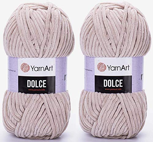 Yarn Art Dolce-Garn, 100 % Mikro-Polyester, 2 Stück, 260 Meter, 2 x 100 g, super sperrig: 6 Baby-Chenille-Garn (771 Beige) von Yarn Art
