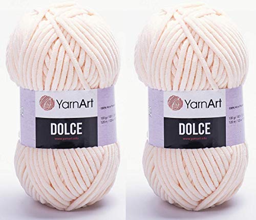 Yarn Art Dolce-Garn, 100 % Mikro-Polyester, 2 Stück, 260 Meter, 2 x 100 g, super sperrig: 6 Baby-Chenille-Garn (779 Nude) von Yarn Art