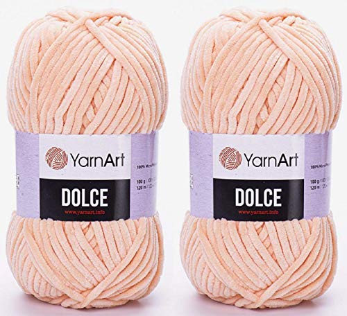 Yarn Art Dolce Samtgarn, 100 % Mikro-Polyester, 2 Stück, 260 Meter, 2 x 100 g, super sperrig: 6 Baby-Chenille-Garn (773 Light Tan) von Yarn Art