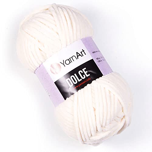 Yarn Art Dolce Yarn 100% MicroPolyester Velvet Blanket Amigurumi Super Bulky :6 Baby Chenille Garn (1 Knäuel, 745-light Cream) von Yarn Art