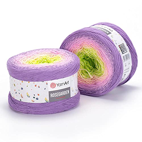Yarn Art Flowers Rosegarden, 100 % Baumwolle, 250 g, 1094 m, mehrfarbiges Baumwollgarn, Regenbogen-Häkelgarn, Frühling, Sommer (312) von Yarn Art