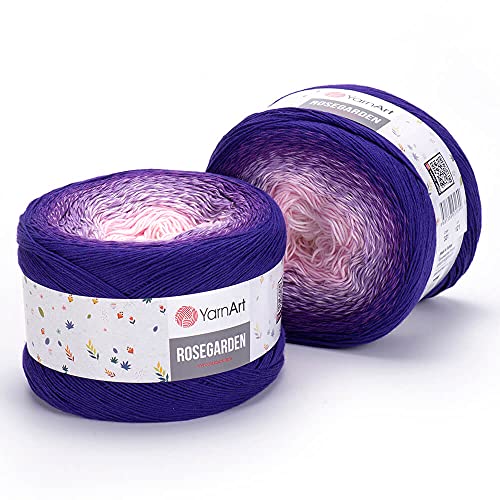 Yarn Art Flowers Rosegarden 100 % Baumwolle, 250 g, 250 g, 1094 Yards, mehrfarbiges Baumwollgarn, Regenbogen-Häkelgarn für Frühling und Sommer (321) von Yarn Art