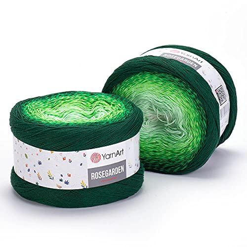 Yarn Art Flowers Rosegarden 319 100 % Baumwolle, 250 g, 1094 m, mehrfarbiges Baumwollgarn, Regenbogen-Häkelgarn von Yarn Art