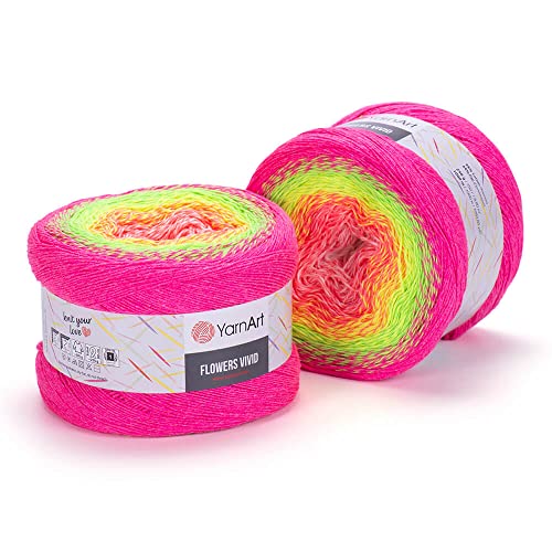 Yarn Art Flowers Vivid Garn, 250 g, 1094 m, 55 % Baumwolle, 45 % Acryl, mehrfarbige Baumwolle, feines Garn, Regenbogen-Häkeln, Frühling, Sommer (507) von Yarn Art