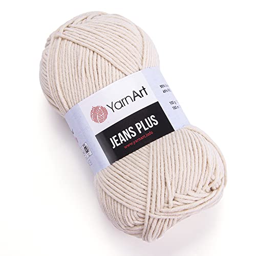 Yarn Art Jeans Plus Garn, 55% Baumwolle, 45% Polyacryl, 100 g, 160 m, Garngewicht: 4: Kammgarn (5) von Yarn Art