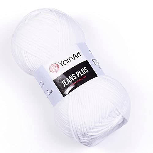 YarnArt Jeans Plus Garn, Baumwollmischgarn, Stricken und Häkeln, weiches Babygarn, 55 % Baumwolle, 45 % Acryl, 100 g, 160 m, Garngewicht: 4, (1 Knäuel) (62) von Yarn Art