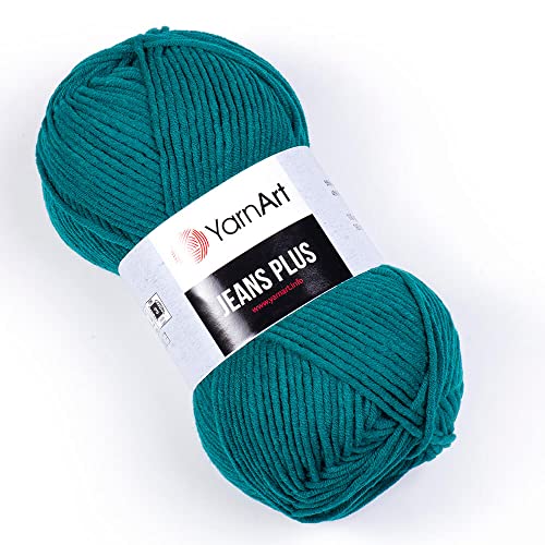 YarnArt Jeans Plus Garn aus Baumwollmischung, weiches Babygarn, 55 % Baumwolle, 45 % Acryl, 100 g, 160 m, Garnstärke: 4 (1 Knäuel) (63) von Yarn Art
