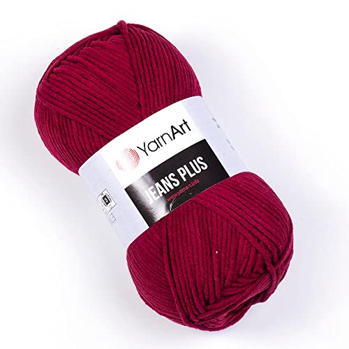YarnArt Jeans Plus Garn, Baumwollmischgarn, Stricken und Häkeln, weiches Babygarn, 55% Baumwolle, 45% Acryl, 100 g, 160 m, Garngewicht: 4, (1 Knäuel) (66) von Yarn Art