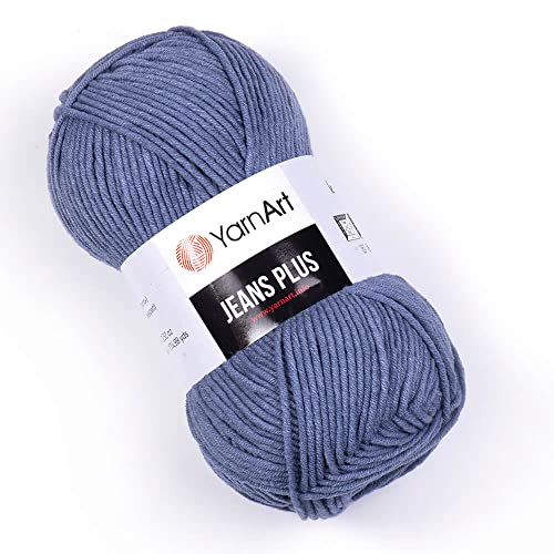 YarnArt Jeans Plus Garn aus Baumwollmischung, weiches Babygarn, 55 % Baumwolle, 45 % Acryl, 100 g, 160 m, Garnstärke: 4 (1 Knäuel) (68) von Yarn Art