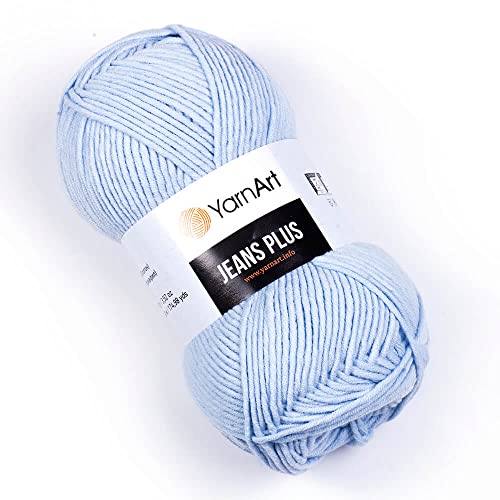 YarnArt Jeans Plus Garn aus Baumwollmischung, weiches Babygarn, 55 % Baumwolle, 45 % Acryl, 100 g, 160 m, Garnstärke: 4 (1 Knäuel) (75) von Yarn Art