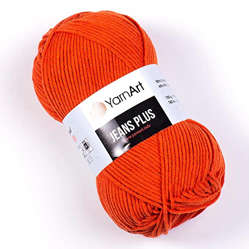 YarnArt Jeans Plus Garn, Baumwollmischgarn, Stricken und Häkeln, weiches Babygarn, 55% Baumwolle, 45% Acryl, 100 g, 160 m, Garngewicht: 4, (1 Knäuel) (85) von Yarn Art
