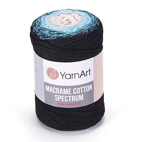 Yarn Art Makramee-Baumwollspektrum-Makramee-Kordel 250 g, 246 Yds 80% Baumwolle, Makramee-Seil, mehrfarbig, Makramee-Garn, Gewicht Kammgarn – Aran(4) (1310) von Yarn Art