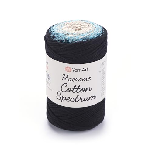 Yarn Art Makramee-Baumwollspektrum-Makramee-Kordel 250 g, 246 Yds 80% Baumwolle, Makramee-Seil, mehrfarbig, Makramee-Garn, Gewicht Kammgarn – Aran(4) (1310) von Yarn Art