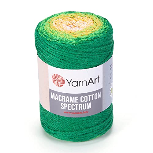 Yarn Art Makramee-Baumwollspektrum-Makramee-Kordel 250 g, 246 Yds 80% Baumwolle, Makramee-Seil, mehrfarbig, Makramee-Garn, Gewicht Kammgarn – Aran(4) (1313) von Yarn Art