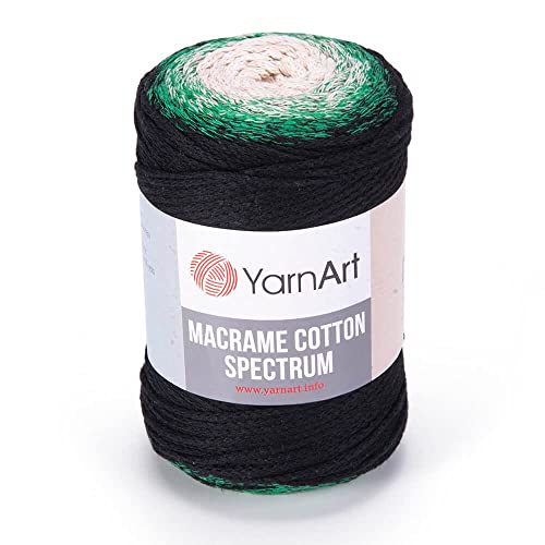 Yarn Art Makramee-Baumwollspektrum-Makramee-Kordel 250 g, 246 Yds 80% Baumwolle, Makramee-Seil, mehrfarbig, Makramee-Garn, Gewicht Kammgarn – Aran(4) (1315) von Yarn Art