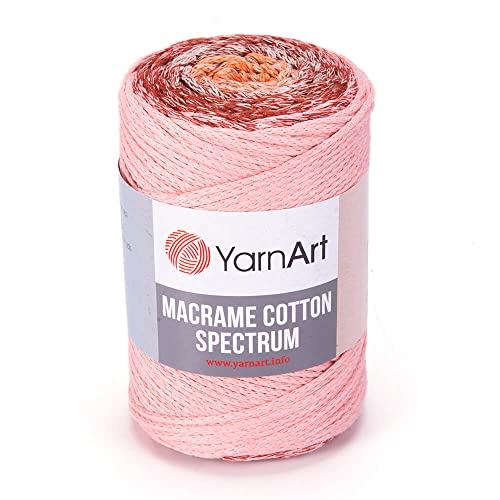 Yarn Art Makramee-Baumwollspektrum-Makramee-Kordel 250 g, 246 Yds 80% Baumwolle, Makramee-Seil, mehrfarbig, Makramee-Garn, Gewicht Kammgarn – Aran(4) (1319) von Yarn Art