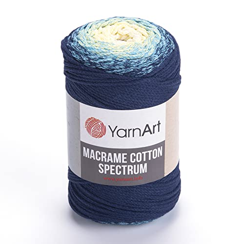 Yarn Art Makramee-Baumwollspektrum-Makramee-Kordel 250 g, 246 Yds 80% Baumwolle, Makramee-Seil, mehrfarbig, Makramee-Garn, Gewicht Kammgarn – Aran(4) (1328) von Yarn Art