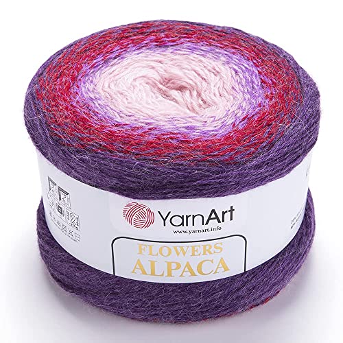 Yarn Art YarnArt Blumen Alpaka 20% Alpaka 80% Acryl Gewicht 250 g Länge 900 Meter Mehrfarbig Regenbogen Häkelgarn Wintergarn Gewicht 2 Sport (434) von Yarn Art