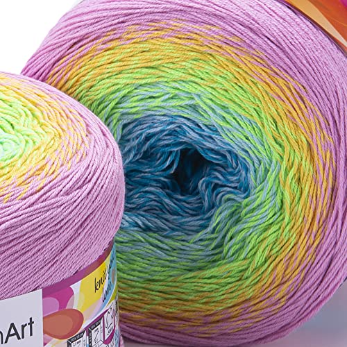 Yarn Art YarnArt Blumengarn, 55 % Baumwolle, 45 % Acryl, 250 g, 1094 m, mehrfarbig Baumwollgarn, Regenbogen-Häkelgarn, Frühling, Sommer 2 Sport (312) von Yarn Art